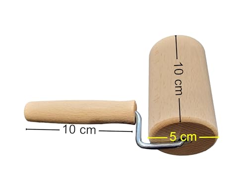 Wooden World - Rolling pin for Cookies Tart Small roll with Handle 10 cm, Brown - Image 2