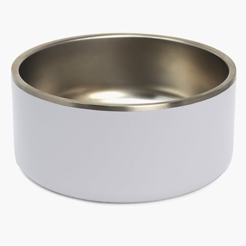 Durango Insulated Stainless Steel Dog Bowl with Nonslip Base, 32 oz. (4 Cup Capacity), Snowcap White Color