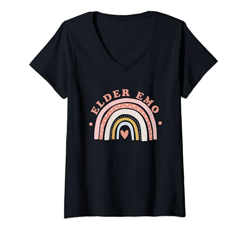 Mujer Elder Emo - Arco iris gótico Camiseta Cuello V