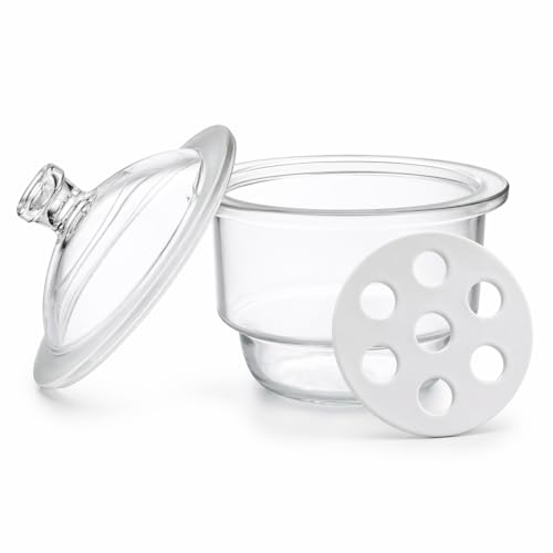 Lab Glass Desiccators with Porcelain,Glass Material Resistant to Acid and Alkali Corrosion,Dessicator 180 mm Size(7.1 Inch 180MM) (Glass Desiccator(7.1 Inch 180MM))