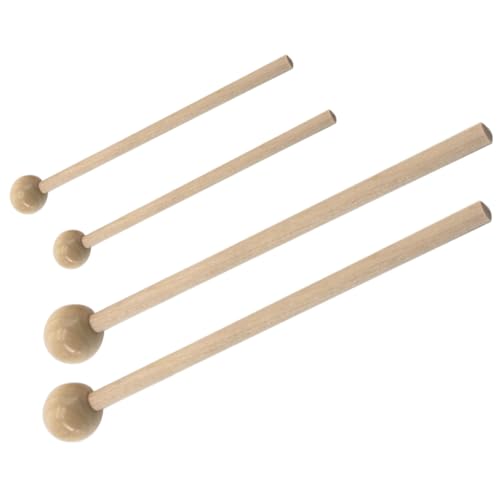 Par de baquetas de batería redondas de madera beige miniatura 1