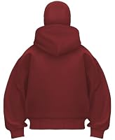 OLIPHEE Einfarbig Kapuzenpullover Herren Warm mit Sturmhaube Casual Hoodie Herren mit Half Zip und Tasche Lockeres Sweatshirt Herren Y2K Tops Rot M – Ansicht 2