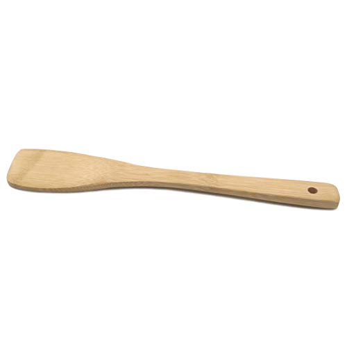 11.8-Inch Natural Wood Turners Bamboo Utensil Kitchen Wooden Cooking Tools Spoon Spatula Cooking, Stir Fry And Mixing, Essential Tools (Oblique Line) #TOP5