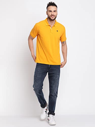 Image of Cantabil Men's Cotton Blend Solid Polo Neck T-Shirt (Regular Fit)