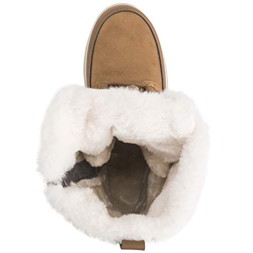 Polar Products Botas femininas térmicas quentes para neve e inverno cano alto à prova d'água, Tan S