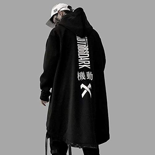 Niepce Inc Japanese Streetwear Gothic Long Techwear Hoodie for Men (US, Alpha, Medium, Regular, Regular, Standard, Black1)