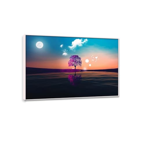 Toile de paysage de forêt avec cadre blanc premium