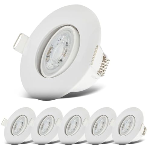 B.K.Licht - Set di 6 Faretto LED da Incasso 230V, Faretto LED Orientabili per il Bagno IP65, 9 x 4,2 cm (DxH), Bianco