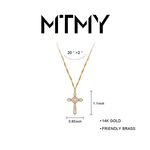 MTMY Gold Cross Necklace 14K Gold Plated Dainty Gold Cross Pendant Necklace for Women Delicate Necklace Jewelry (cross 6) — view 6