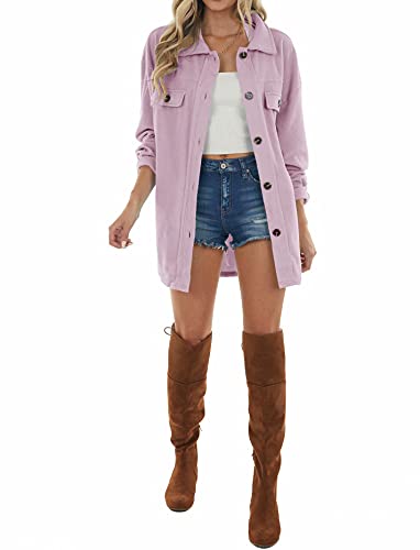 Lacozy Women's Oversized Sherpa Jacket Fleece Big Notch Lapel Single Breasted Mid-Long Wool Coat Light Purple Medium #TOP4