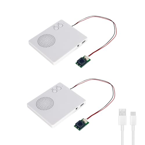 Image of Voice Recorder,DIY Sound Module Box for Stuffed Animals, Bear,Plush, Baby Doll,Pillow. Record Custom Messages for Xmas Halloween New Year Birthday Creative Presents-White (White-2 PCS)