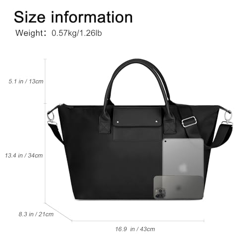 Bolso tote grande de nylon para mujer con correa y cierre miniatura 4