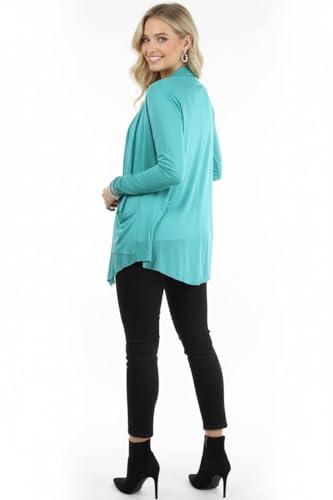 Image of ToBeInStyle Womens Open Front Long Sleeve Lightweight Asymmetrical Draped Cardigan with Side Pockets