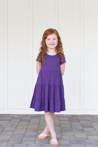 City Threads Big Girls' Super Soft Cotton Short Sleeve Tiered Dress for School Park Play and Party3