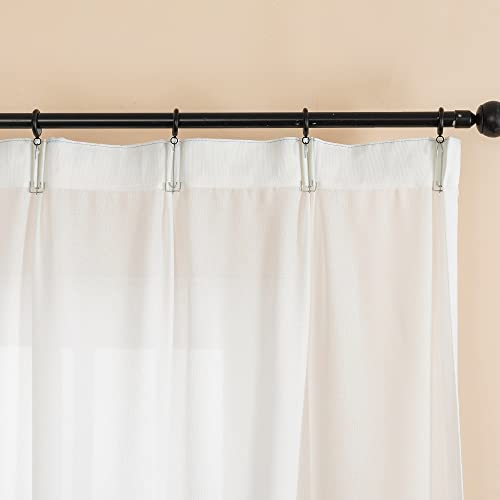 Ftinala White Curtains & Drapes Sheen Semi Sheer Curtains 108 Inches Long 2 Panels Set Pinch Pleat Light Filtering Curtains Living Room Divider Curtains Privacy Window Treatments Velvety #TOP1