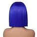 Tereshar Dark Blue Bob Wigs for Women Girls Costume Heat Resistant Synthetic Hair Women's Costume Wigs Cute Middle Part Fashion Colored Bob Wigs for Fun Cosplay Halloween Party(12inch)