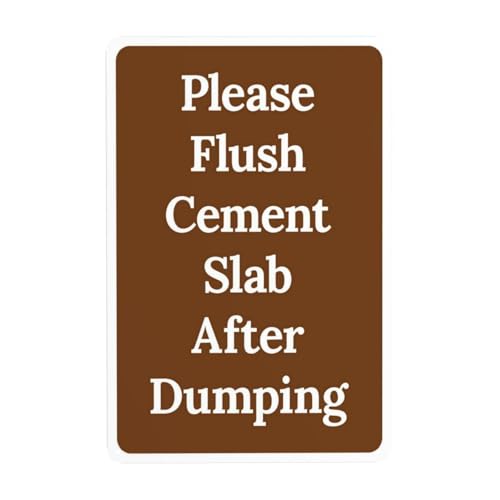 Construction Waste Rule Metal Tin Sign, Rinse Cement Slab Completely After Dumping Yard Wall Decor, 12x8 Inches Aluminum