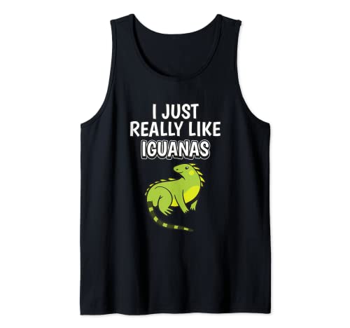 Reptile Quote I Just Really Like Iguanas Clothes Iguana Tank Top, Black