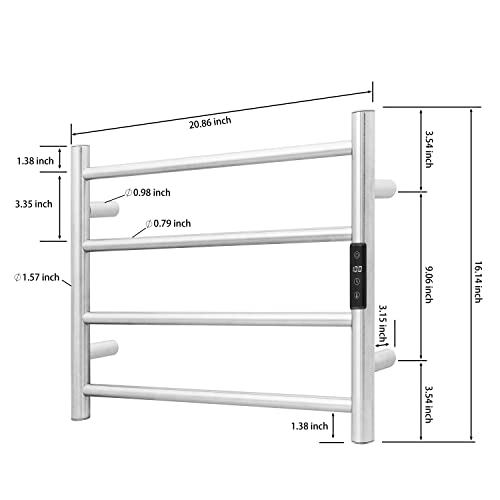 KEG Smart WiFi Towel Warmer Wall Mounted with Built-in Timer and Temperature Adjust Control, 4 Bars Electric Stainless Steel Heated Towel Racks for Bathroom Polish Chrome - Image 7