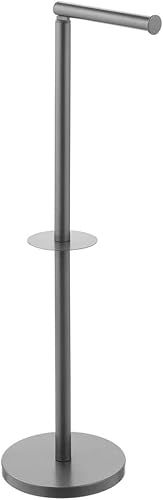 Miniatura 8 de mDesign Soporte moderno de acero para papel higiénico soporte dispensador de pañuelos higiénicos para organización de almacenamiento de baño