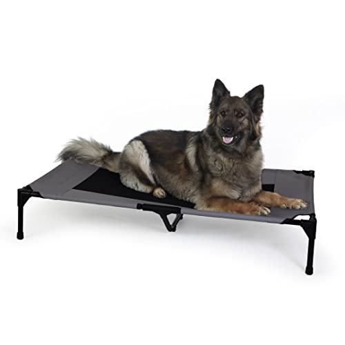 K&H Pet Products Outdoor Elevated Dog Cot, Breathable Cooling Elevated Cot Hammock Pet Bed for XL Dogs, Washable Mesh Cover, Raised Metal Frame, Collapsible, Portable - Extra-Large 50 X 32 Charcoal