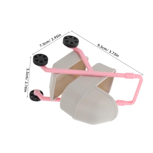 YARNOW Miniatur Puppenwagen Realistische Babykutsche aus Stabilem Kunststoff Geeignet für Puppenhaus Dekoration und Rollenspiele Grauer Puppenwagen Modellwagen – Bild 3