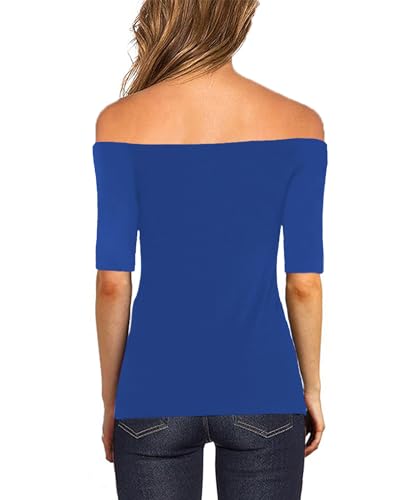 Image of Sarin Mathews Women's Sexy Off The Shoulder Tops Long Sleeve Slim Fit Stretchy Shirts Blouses Top