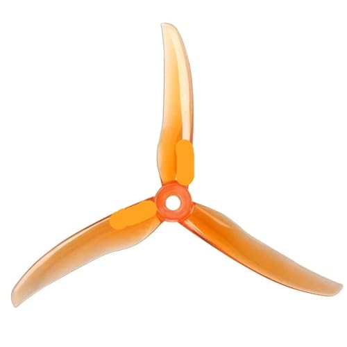Hélices de 3 palas T5143S V2 para dron de carreras con orificio de 5mm en color naranja transparente