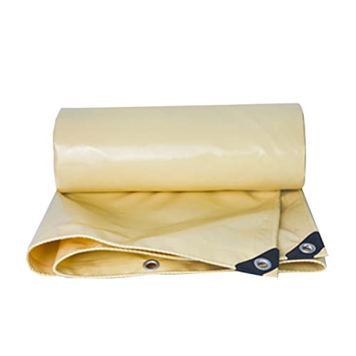 Telo 100% Impermeabile Resistente 500g/㎡ 2mx3m/2mx4m/2mx5m/3mx3m Telo di Copertura Multiuso per pollaio Stagno per Pesci Fieno Pila di Tronchi Rimorchio da Tetto Telo di Fondo Beige per Esterni(3x3m)