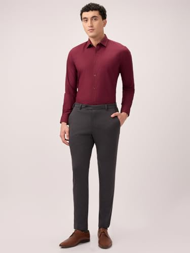 Image of Park Avenue Men Super Slim Fit Twill Pattern Poly Spandex Blend Flat Front Formal Trouser Grey