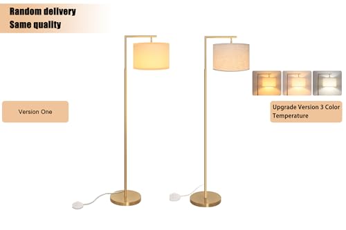 Faguangao 3-Color Temterapure Gold Floor Lamp, Mid Century Modern Floor Lamp, Brass Standing Lamp With Hanging Drum Shade For Living Room thumb #1