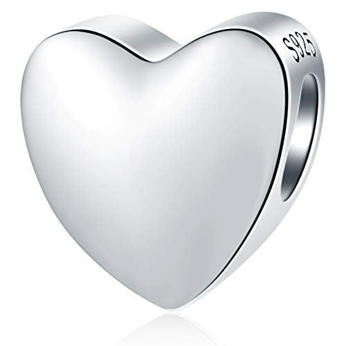 GEMDAZZ Valentines Seires Heart and Star Charm Fit European Bracelet, 925 Sterling Silver Crystal Love Heart Beads, Gift for Mother/Wife/Lover/Christmas