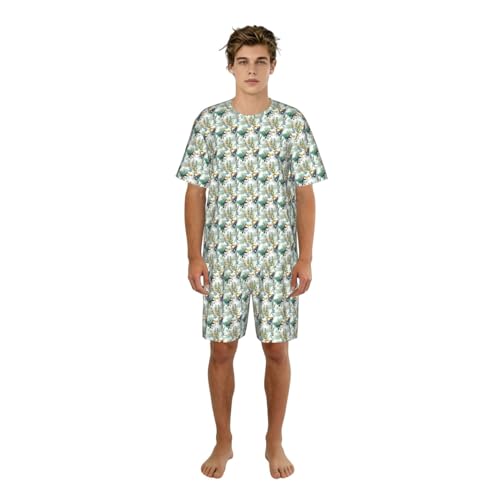 Pyjama homme respirant contre la chaleur ensemble manches courtes