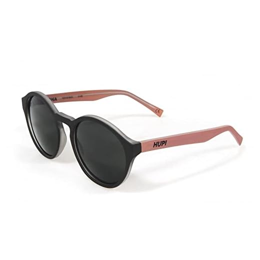 Óculos de Sol HUPI Kona Preto Fosco/Coral Lente Cinza, Cor: PRETO/CORAL