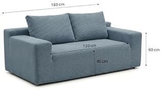 Galyar Canapé Chic 2 Places, 180 cm, Moderne, en Mousse compressée sous Vide, sans Montage (Velours Bleu Marine, 2 Places)