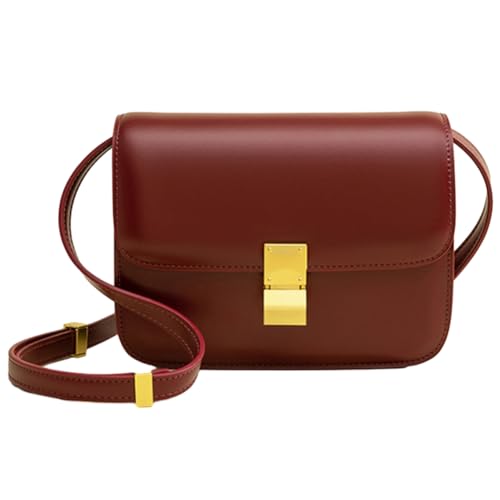 Small Crossbody Bag for Women, PU Leather Crossbody Purse, Fall Red Purse, Slouchy Bag, Suqare Satchel Bag, Adjustable Strap