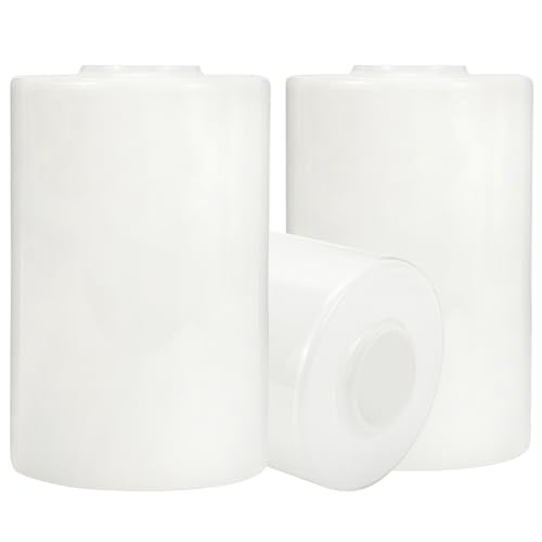 Image of 3 Pack White Alabaster Glass Replacement Globe & Shade, 6-1 /16 inch Tall, 1-5 /8 inch Fitter, Soft Light Cylinder Glass Lamp Cover for Chandelier Pendant Light Wall Sconce Light Fixtures