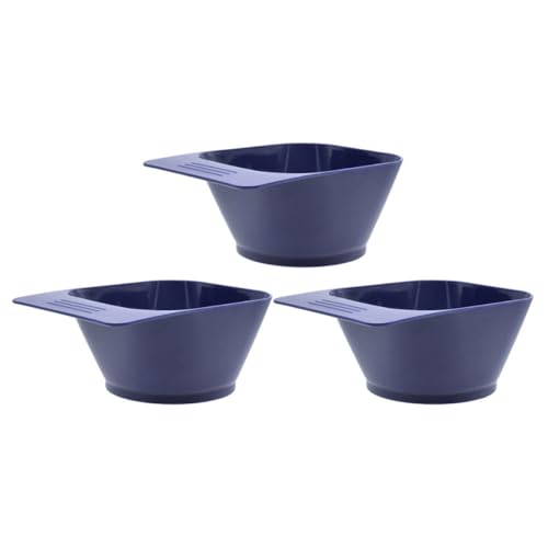 Ciieeo Cuencos para Mezclar Tinte Cabello 3 Piezas, Cuencos de Peluquería Mango Recto, Color Azul Oscuro, Aptos para Tratamientos y Coloración Profesional