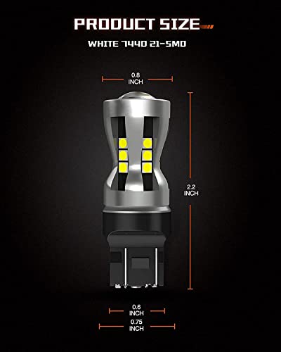 Image of SEALIGHT 7440 7443 LED Bulb, 6000K Bright White 3000LM for 7441 992 T20 W21W 7444 LED Replacement Bulbs for Backup Reverse Lights, Turn Signal Lights, Brake Lights, Reverse Tail Lights, Pack of 2