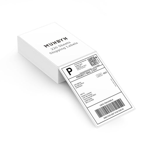 MUNBYN Etiquetas térmicas de envío, Etiquetas térmicas 4x6, papel térmico para el transporte, 220pcs