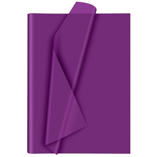 Morcheiong 60 Sheets Purple Tissue Paper Art Gift Wrapping Tissue Paper Bulk Gift Wrapping for DIY Art Craft Floral Birthday Halloween Party Festival(20 x 14.5 inches /50 x 37cm)