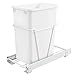 Rev-A-Shelf RV-12PB Single 35 Quart Sliding Pull Out Kitchen Cabinet Waste Bin Container, White