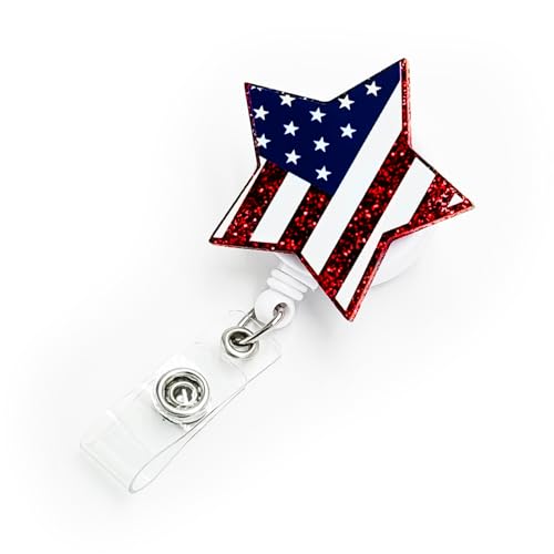Enrouleur de badge pour infirmière et enseignante au motif patriotique acrylique