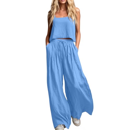 2 Piece Womens Summer Outfits Casual Cami Tops and Loose