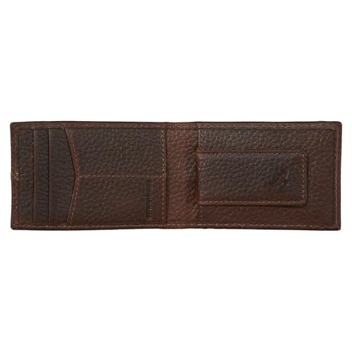 Eddie Bauer Mens Rugged Leather Bifold Wallet | Money Clip | RFID Protection | ID Window | Genuine Leather | Everyday Use | Brown3