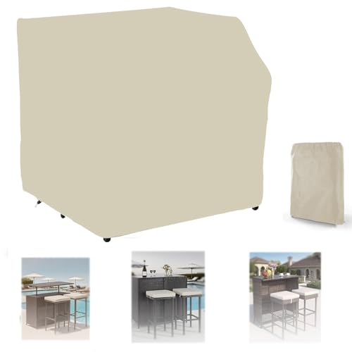 Bâche de Protection pour Ensemble Table de Bar Exterieur,Imperméable Housse pour Table à Manger Haute Bar de Jardin,420D Oxford Couverture pour Longue Mange...