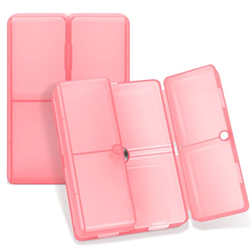Image of FYY Travel Pill Organizer, 7 Compartments Pill Box Medicine Case-Clear Red