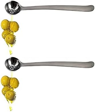 Qiuerte 2pcs Serving Spoons with Drain Hole, Stainless Steel Olive Spoon for The Jar, Pickle Spoons for Containers Canisters 7.5 inches