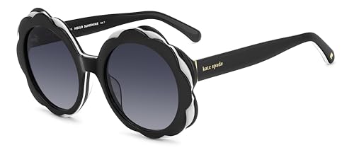 kate spade new york Womens Ks Vivi 2-G-S Round Sunglasses, Black White, 54mm