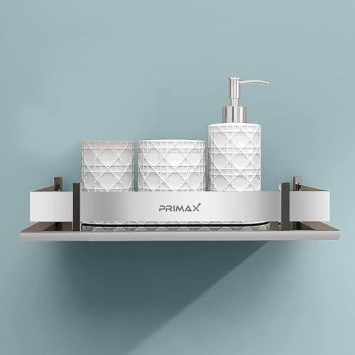 Image of Plantex (Primax) Stainless Steel Bathroom Shelf Rack /Bathroom Organizer /Wall Shelf for Bathroom Accessories Set /Kitchen Stand /Kitchen Shelves & Racks - Chrome (12x5 Inch)